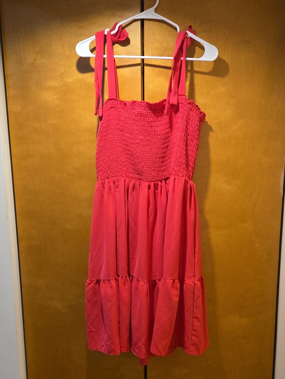 Girls' Pink Smocked Sundress with Tie Straps